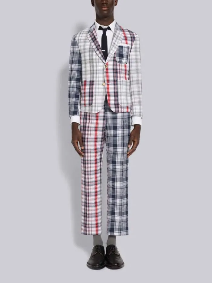 Multicolor Funmix Stripe Plaid Low Rise Drop Crotch Trouser Rwbwht Men Thom Browne Trousers
