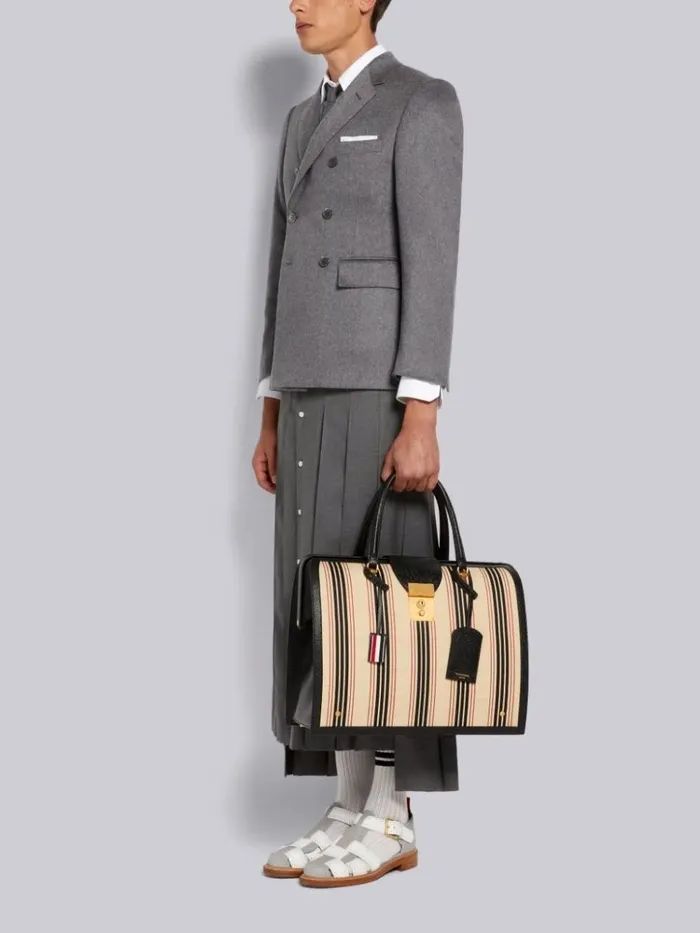 Multicolor Horse Hair Leather Frame Mr Thom Bag Rwbwht WomenMen Thom Browne Handbags and Totes