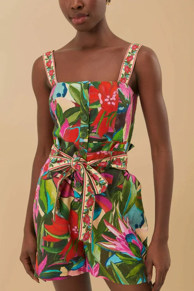 Multicolor Jardin De Reve Romper Women FARM Rio Rompers Multicolor Jardin De Reve Romper Women FARM Rio Rompers