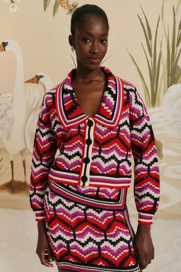 Multicolor Ombre Heart Knit Cardigan Women FARM Rio Cardigans