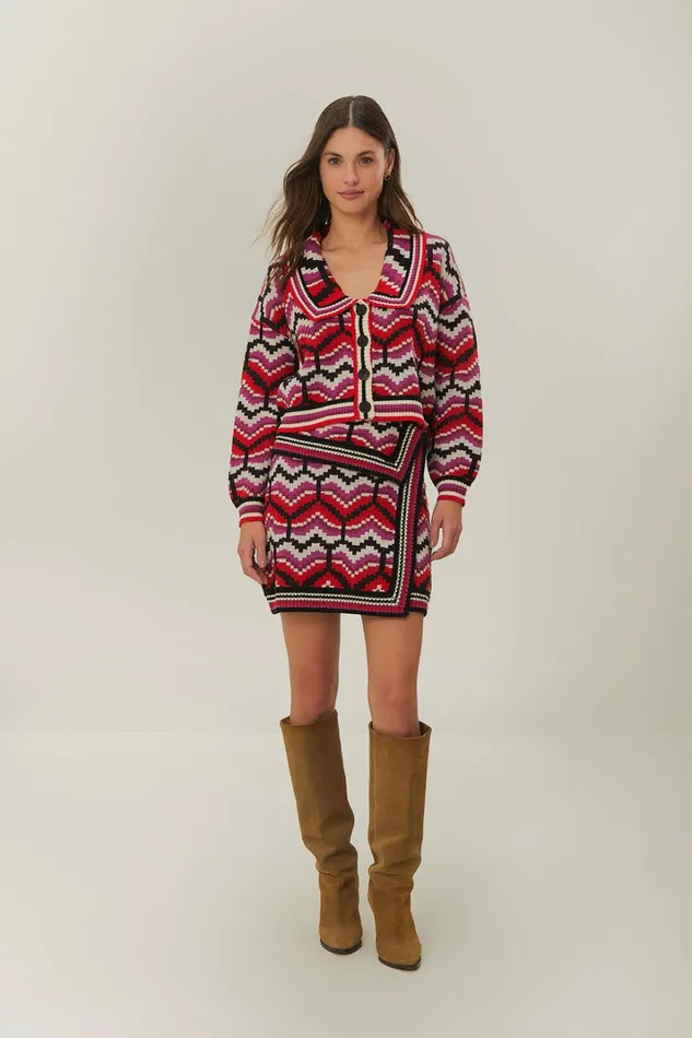 Multicolor Ombre Heart Knit Cardigan Women FARM Rio Cardigans Multicolor Ombre Heart Knit Cardigan Women FARM Rio Cardigans