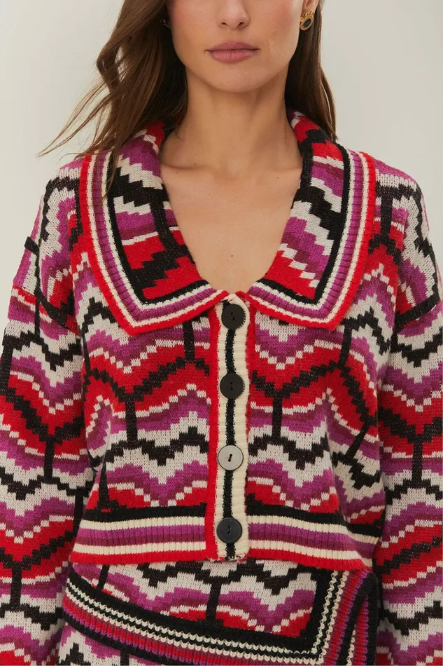 Multicolor Ombre Heart Knit Cardigan Women FARM Rio Cardigans Multicolor Ombre Heart Knit Cardigan Women FARM Rio Cardigans