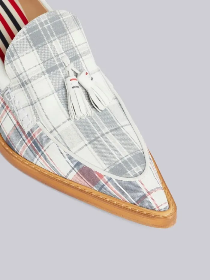 Multicolor Stripe Plaid And Madras Printed Nubuck 50mm Curved Heel Tassel Loafer Rwbwht Women Thom Browne Heels