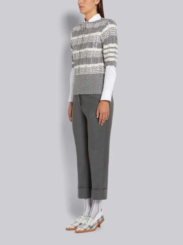 Multicolor Stripe Plaid And Madras Printed Nubuck 50mm Curved Heel Tassel Loafer Rwbwht Women Thom Browne Heels