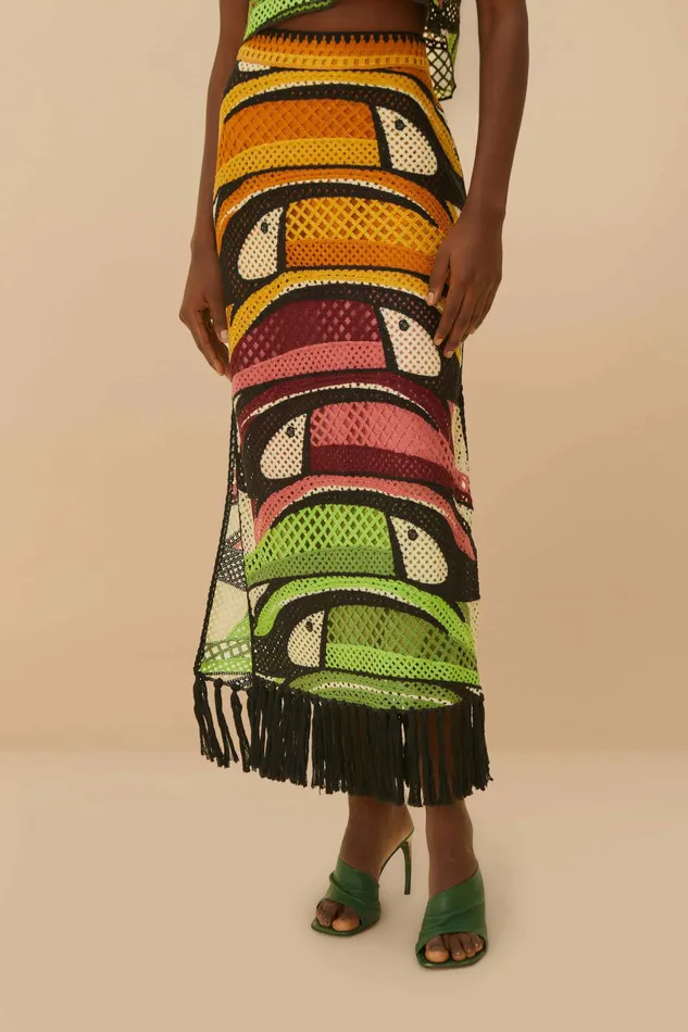 Multicolor Toucan Tree Crochet Skirt Women FARM Rio Skirts Multicolor Toucan Tree Crochet Skirt Women FARM Rio Skirts