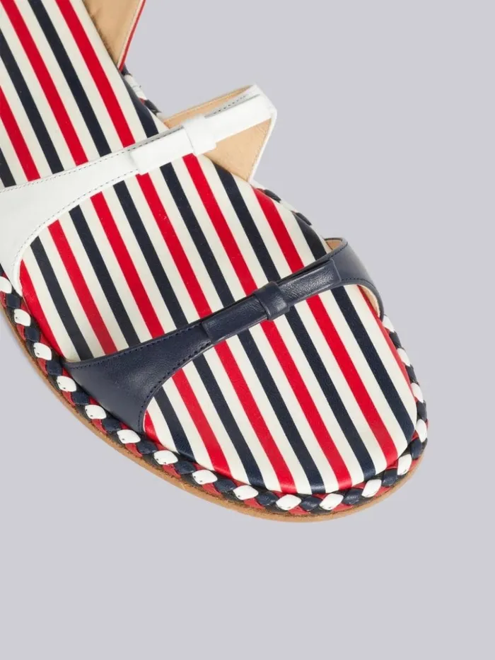 Multicolor Vitello Calf Leather Cord Trimmed Leather Sole 3bow Slingback Sandal Rwbwht Women Thom Browne Slippers and Sandals