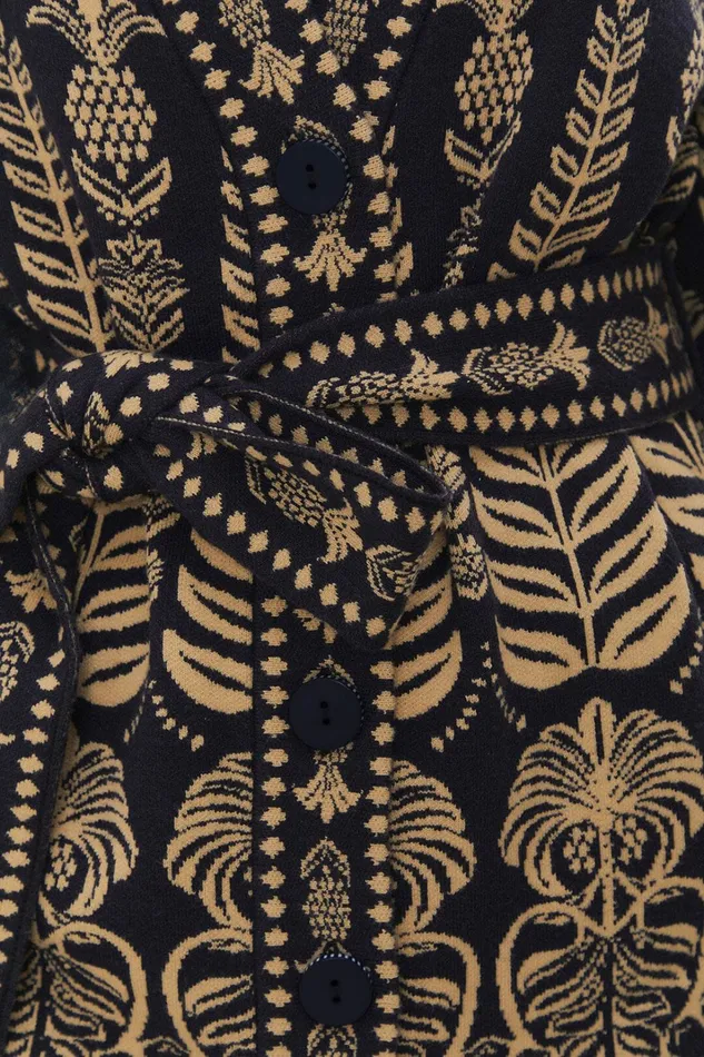 Navy Blue Ainika Tropical Splendor Knit Cardigan Women FARM Rio Cardigans Navy Blue Ainika Tropical Splendor Knit Cardigan Women FARM Rio Cardigans