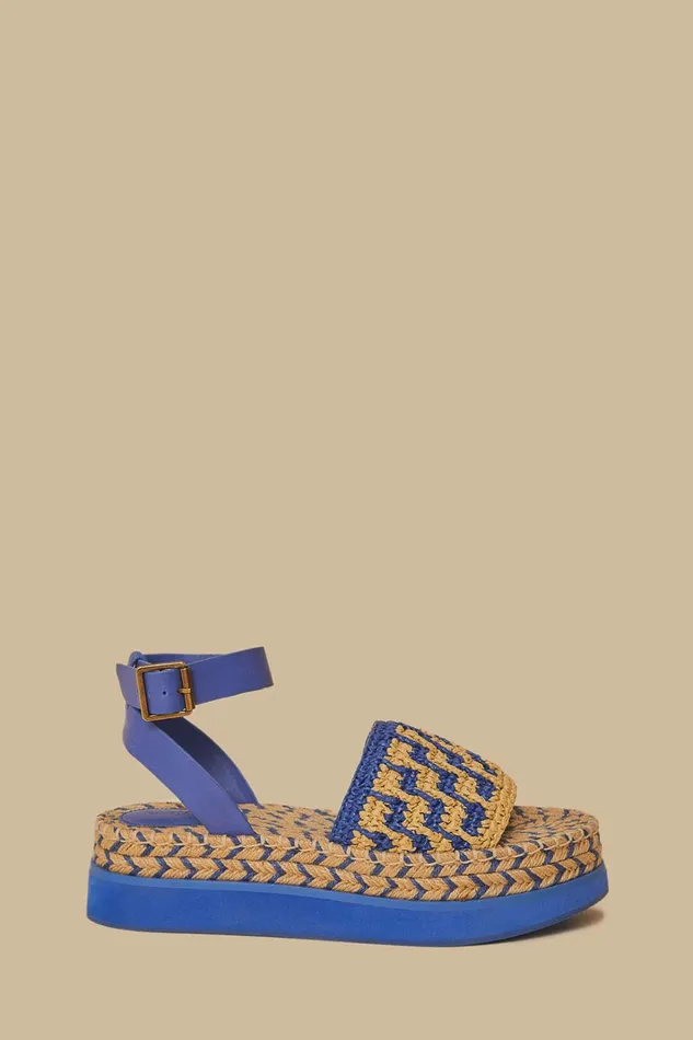 Navy Crochet Espadrille Flatform Sandal Women FARM Rio Sandals