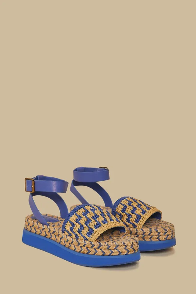 Navy Crochet Espadrille Flatform Sandal Women FARM Rio Sandals
