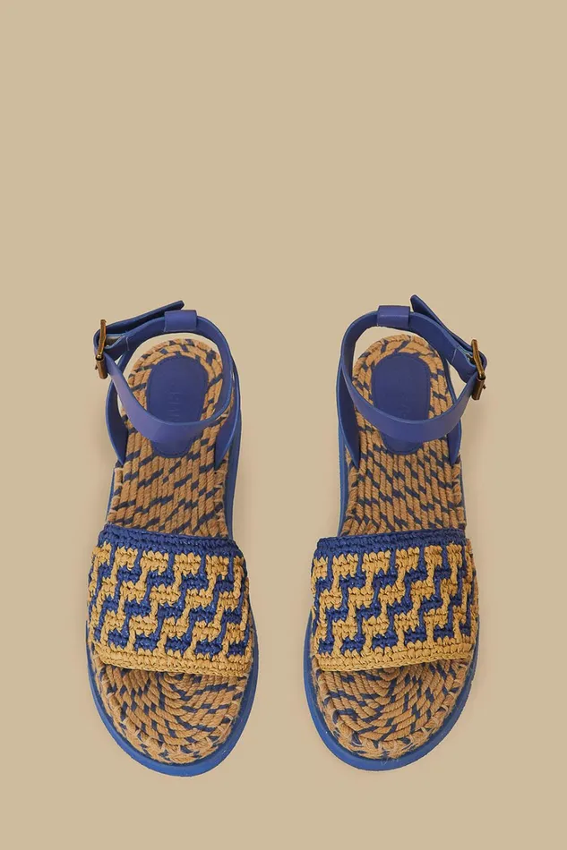 Navy Crochet Espadrille Flatform Sandal Women FARM Rio Sandals