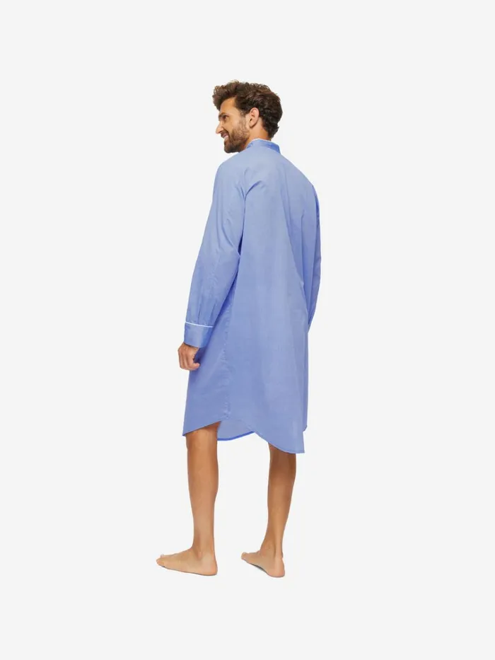 Nightshirts Men Derek Rose Nightshirt Amalfi Cotton Batiste Blue