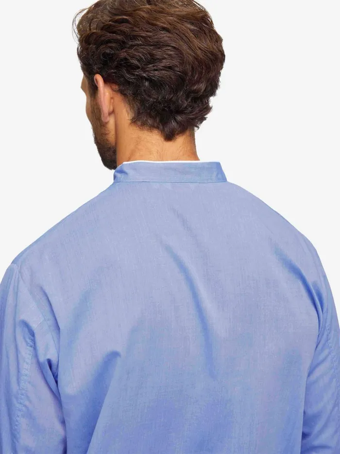 Nightshirts Men Derek Rose Nightshirt Amalfi Cotton Batiste Blue
