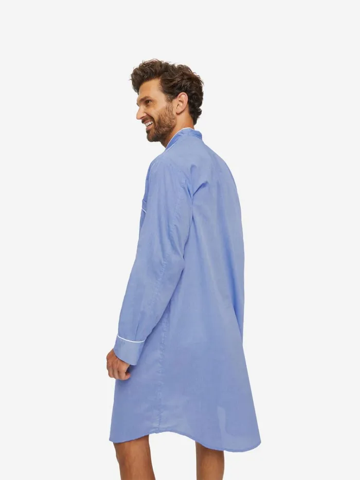 Nightshirts Men Derek Rose Nightshirt Amalfi Cotton Batiste Blue