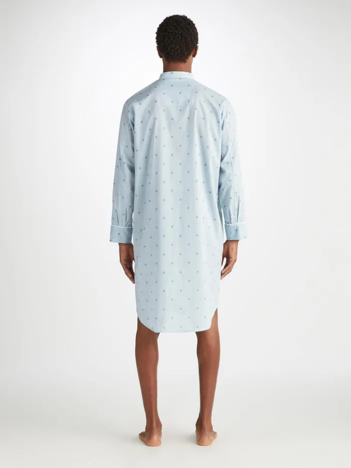 Nightshirts Men Derek Rose Nightshirt Nelson 100 Cotton Batiste Blue