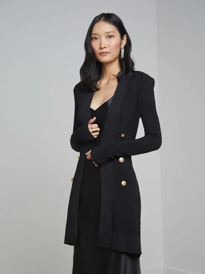 Noe DoubleBreasted Cardigan Black Women L039Agence Knitwear