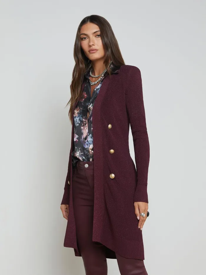 Noe DoubleBreasted Cardigan Dark Wine Women L039Agence Knitwear Noe DoubleBreasted Cardigan Dark Wine Women L039Agence Knitwear