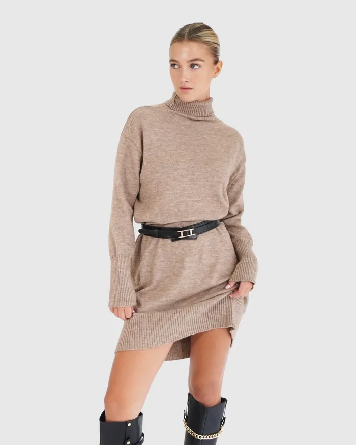 Nothing Compares Knit Dress 8211 Oat Dresses Belle and Bloom Women