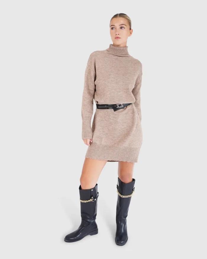 Nothing Compares Knit Dress 8211 Oat Dresses Belle and Bloom Women