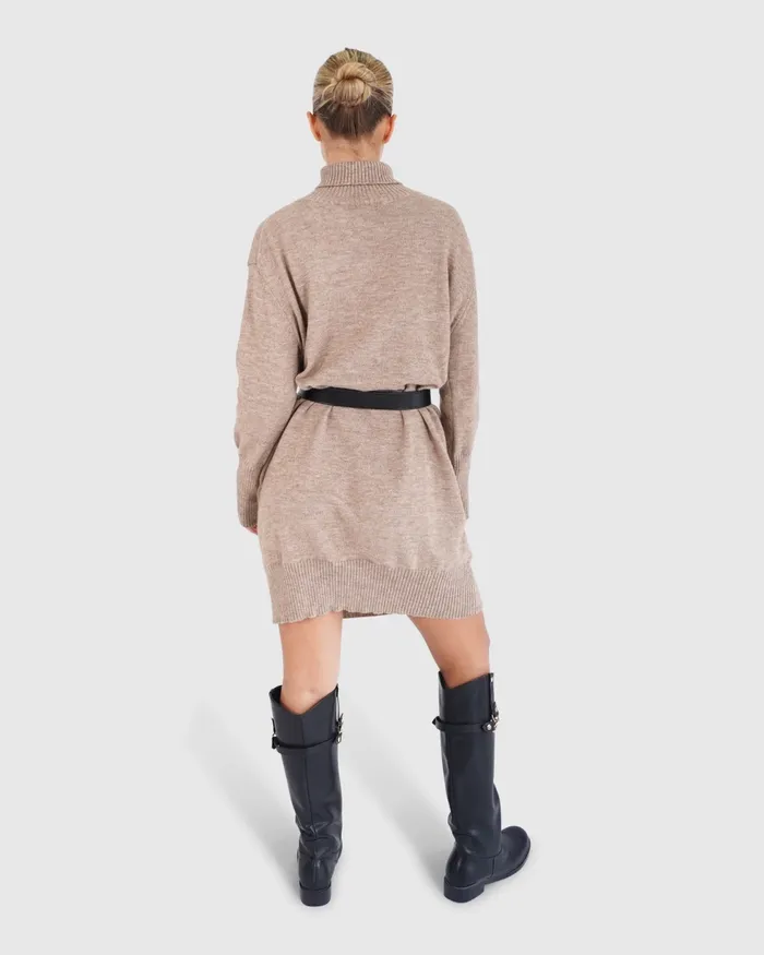 Nothing Compares Knit Dress 8211 Oat Dresses Belle and Bloom Women