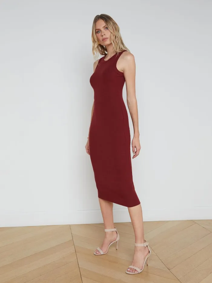 Nura Sleeveless Midi Dress Syrah Women L039Agence Knitwear Nura Sleeveless Midi Dress Syrah Women L039Agence Knitwear