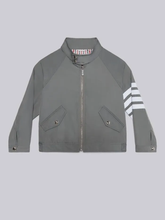 Nylon Tech Gabardine 4bar Band Collar Jacket Medium Grey Boys Thom Browne Sweats And Tshirts