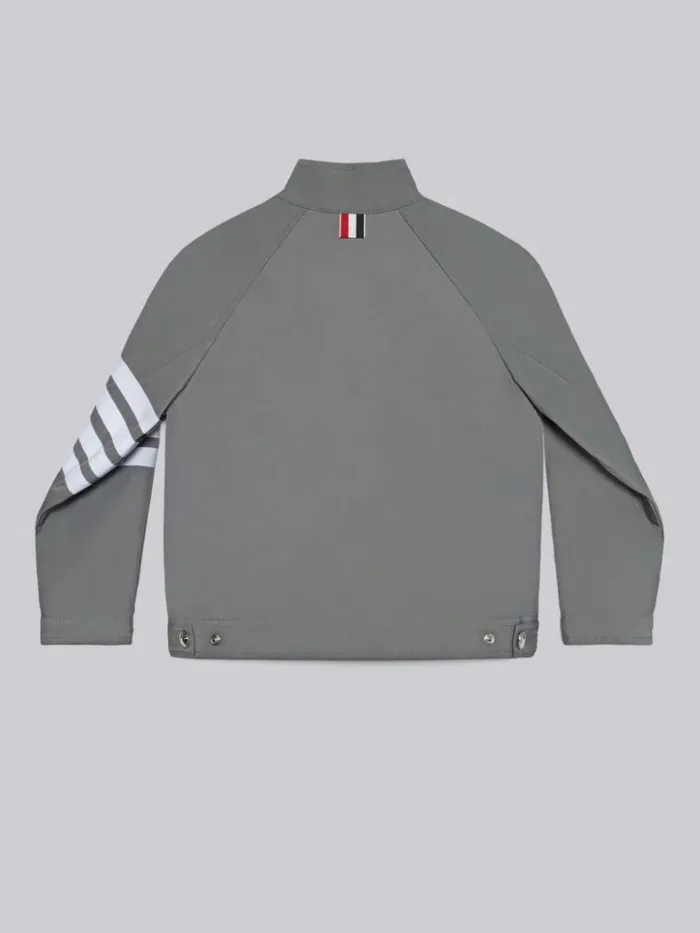 Nylon Tech Gabardine 4bar Band Collar Jacket Medium Grey Boys Thom Browne Sweats And Tshirts