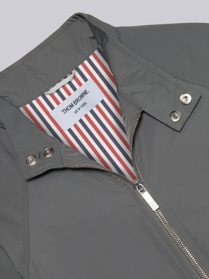Nylon Tech Gabardine 4bar Band Collar Jacket Medium Grey Boys Thom Browne Sweats And Tshirts