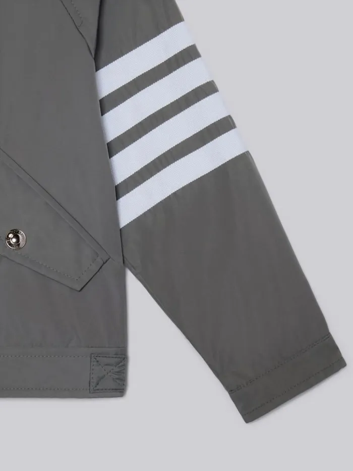 Nylon Tech Gabardine 4bar Band Collar Jacket Medium Grey Boys Thom Browne Sweats And Tshirts