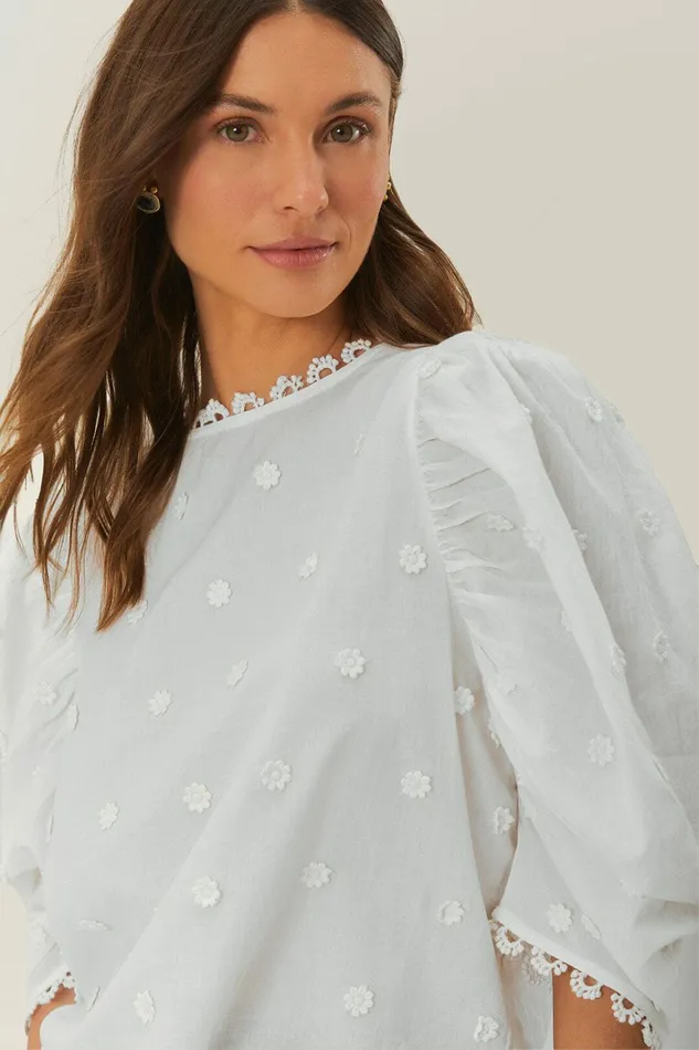 OffWhite 3D Flowers Blouse Women FARM Rio Blouses