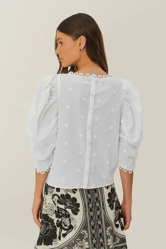 OffWhite 3D Flowers Blouse Women FARM Rio Blouses OffWhite 3D Flowers Blouse Women FARM Rio Blouses