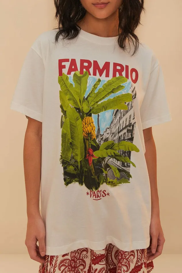 OffWhite From Brasil To The World Relaxed TShirt Women FARM Rio Tshirts OffWhite From Brasil To The World Relaxed TShirt Women FARM Rio Tshirts