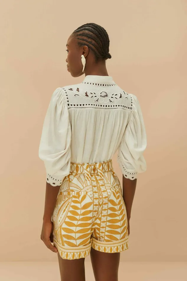 OffWhite Lace Nature Shorts Women FARM Rio Shorts OffWhite Lace Nature Shorts Women FARM Rio Shorts