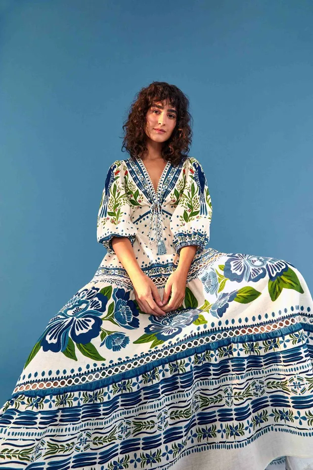 Off White Macaw Flight Maxi Dress Women FARM Rio Maxi Dresses