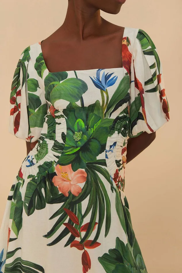 OffWhite Midnight Macaw Fiesta Midi Dress Women FARM Rio Midi Dresses OffWhite Midnight Macaw Fiesta Midi Dress Women FARM Rio Midi Dresses