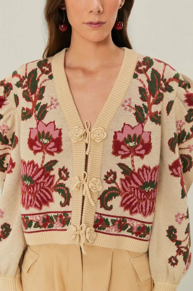 OffWhite Ravenala Knit Cardigan Women FARM Rio Cardigans OffWhite Ravenala Knit Cardigan Women FARM Rio Cardigans