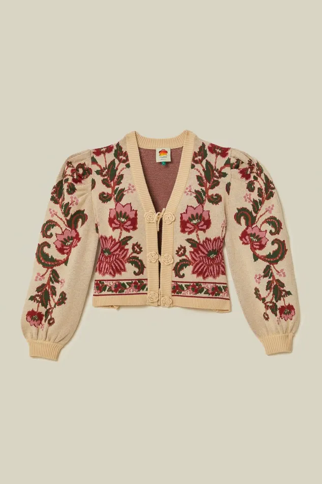 OffWhite Ravenala Knit Cardigan Women FARM Rio Cardigans OffWhite Ravenala Knit Cardigan Women FARM Rio Cardigans