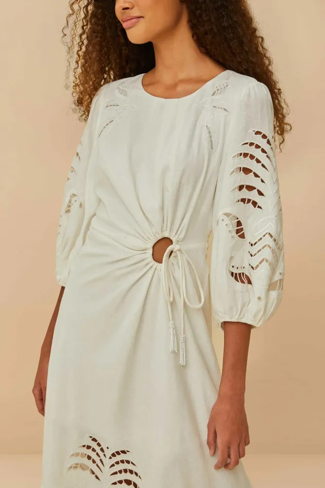 OffWhite Richelieu Lenzing Ecovero Euroflax Midi Dress Women FARM Rio Midi Dresses OffWhite Richelieu Lenzing Ecovero Euroflax Midi Dress Women FARM Rio Midi Dresses