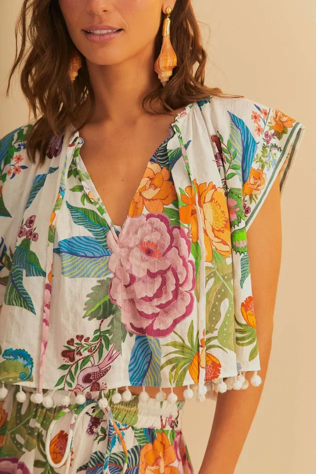 OffWhite Sweet Bloom Blouse Women FARM Rio Blouses OffWhite Sweet Bloom Blouse Women FARM Rio Blouses