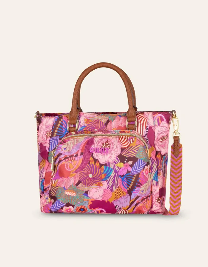 Oilily Handbags Bags Holland Handbag Striped Flowersdecadent Chocolate