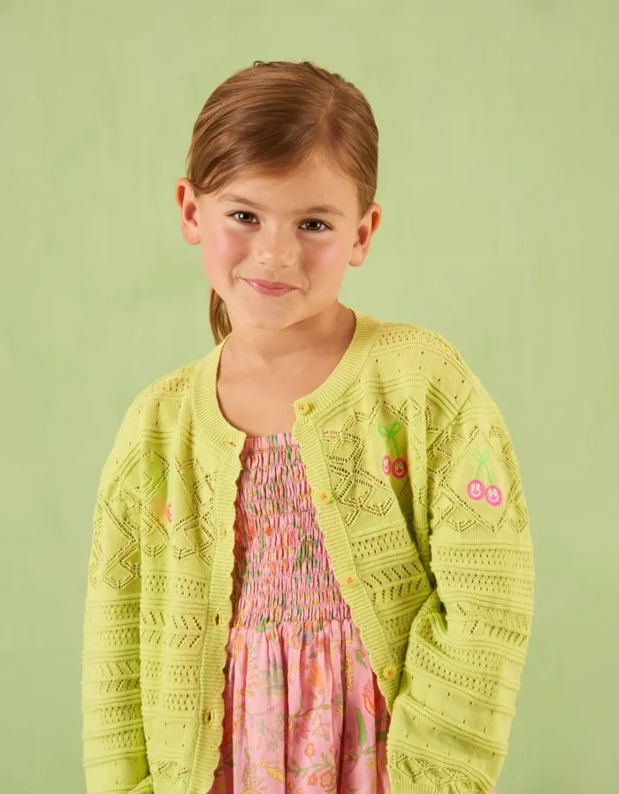 Oilily Pullovers and Cardigans Girls Vruity Cardigan Limeade Oilily Pullovers and Cardigans Girls Vruity Cardigan Limeade