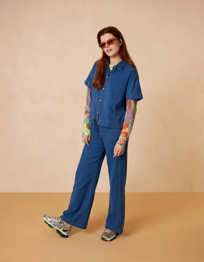 Oilily Trousers Women Proof Trousers Extra Long Blue Indigo Oilily Trousers Women Proof Trousers Extra Long Blue Indigo