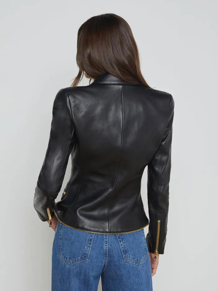Ottilie Leather Blazer Black Women L039Agence Blazers and Jackets Ottilie Leather Blazer Black Women L039Agence Blazers and Jackets