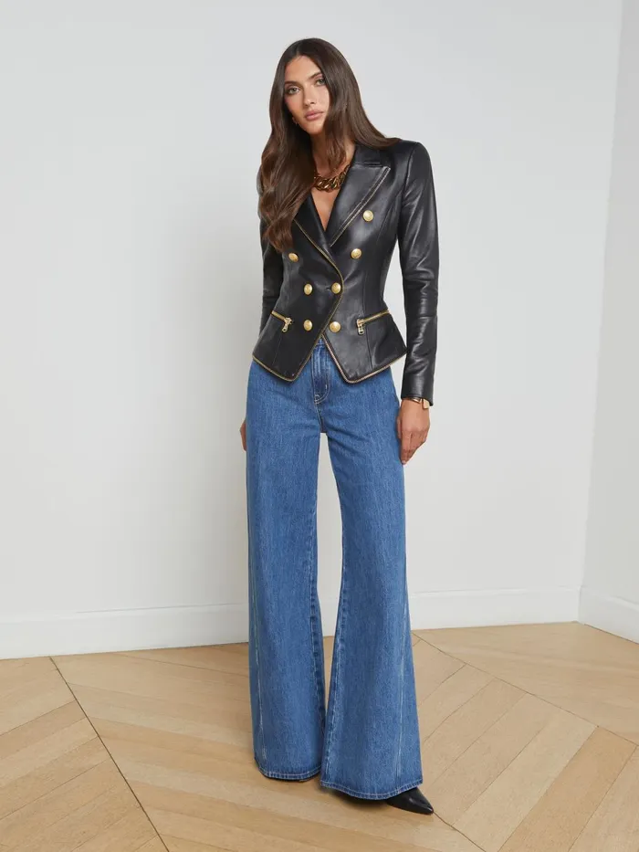Ottilie Leather Blazer Black Women L039Agence Blazers and Jackets Ottilie Leather Blazer Black Women L039Agence Blazers and Jackets