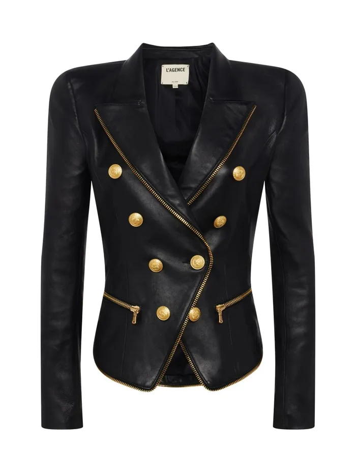 Ottilie Leather Blazer Black Women L039Agence Blazers and Jackets Ottilie Leather Blazer Black Women L039Agence Blazers and Jackets