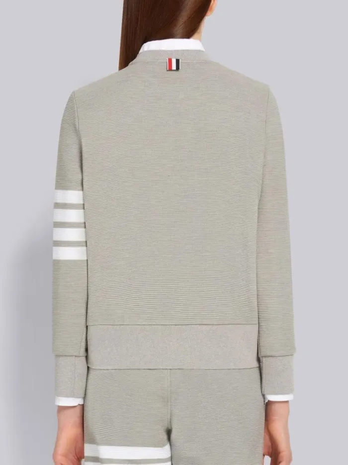 Ottoman Rib 4bar Crew Neck Sweatshirt Light Grey Women Thom Browne Sweats