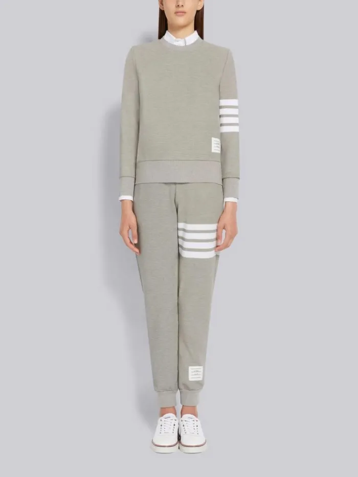 Ottoman Rib 4bar Crew Neck Sweatshirt Light Grey Women Thom Browne Sweats