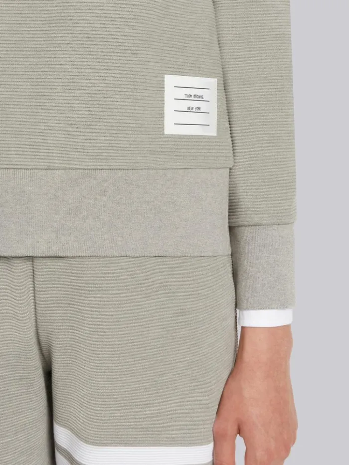 Ottoman Rib 4bar Crew Neck Sweatshirt Light Grey Women Thom Browne Sweats