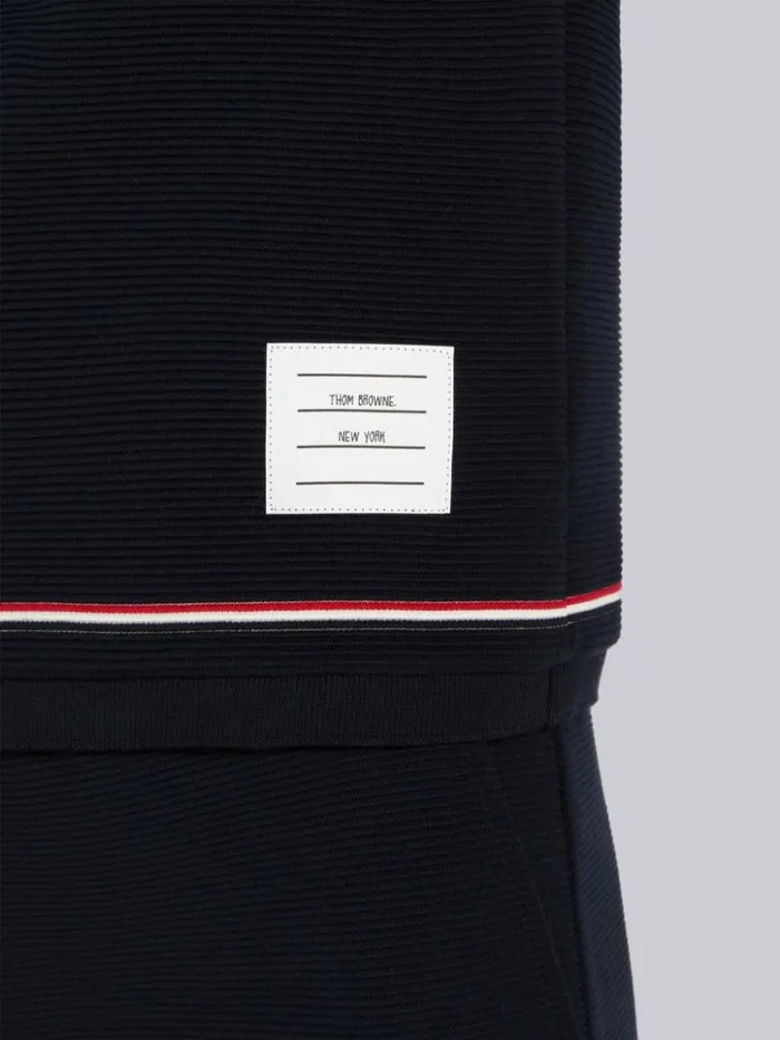 Ottoman Rib Stripe Hem Short Sleeve Sweatshirt Navy Women Thom Browne Sweats
