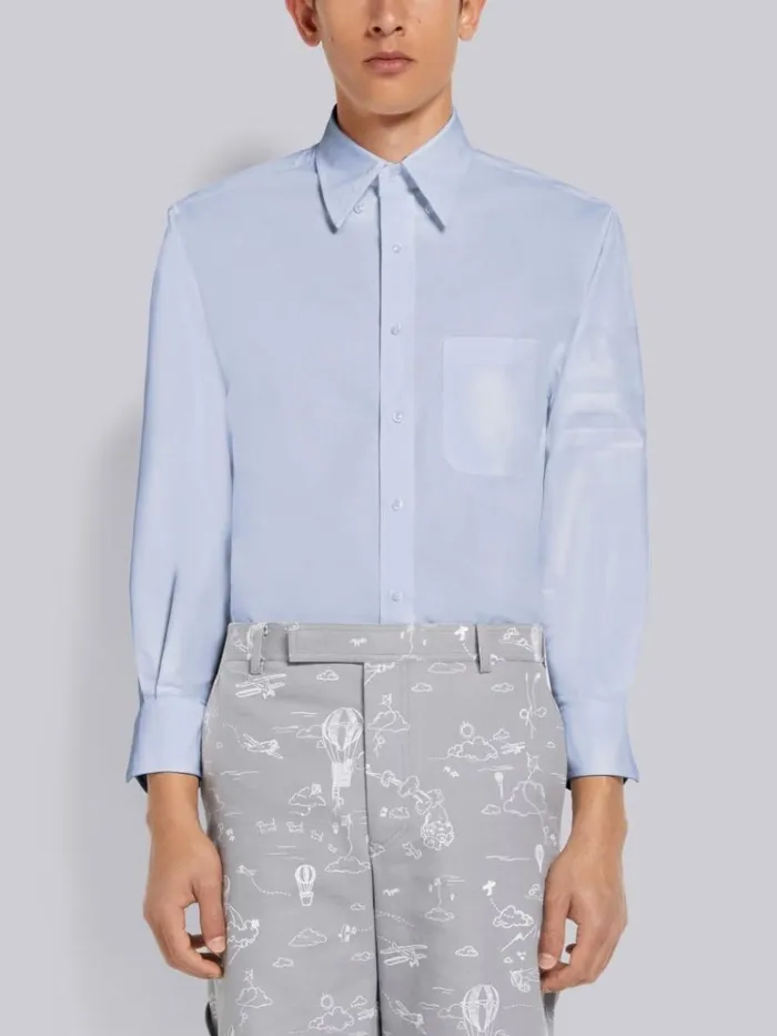 Oxford Satin Weave 4bar Oversized Shirt Light Blue Men Thom Browne Shirting
