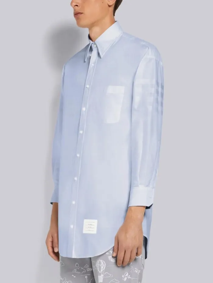 Oxford Satin Weave 4bar Oversized Shirt Light Blue Men Thom Browne Shirting
